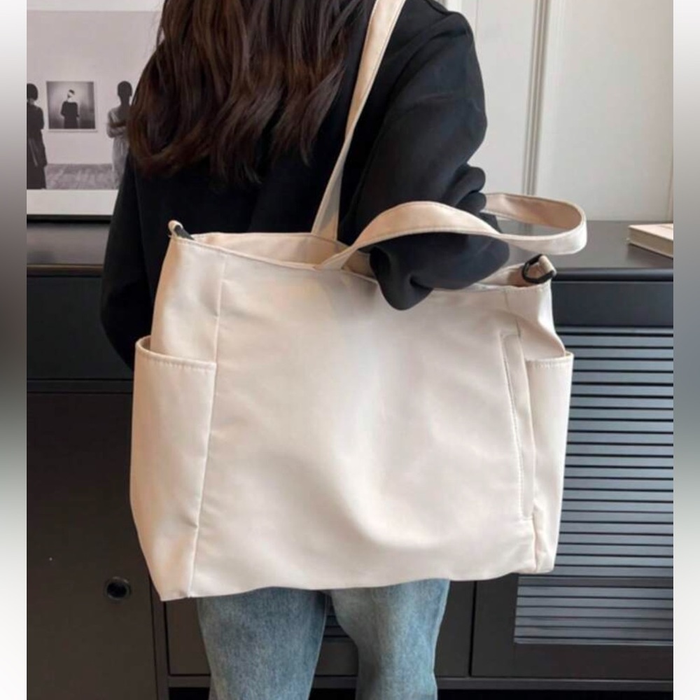 Large Capacity Shopper Bag Double Handle Beige Bag